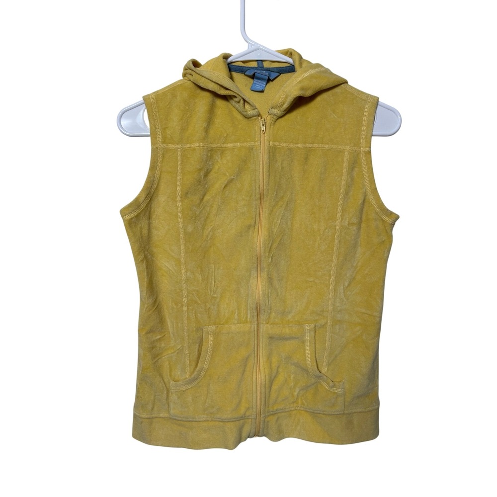 Horny Toad Womens Yellow Velour Zip Up Hoodie Vest XS Gorpcore Hiking Layering